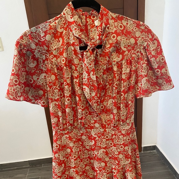 Sandro Lane Paisley Mini Dress Red - Picture 6 of 7